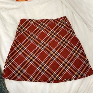 Princess Polly Plaid Mini Skirt, red, size 2